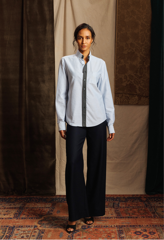 Striped Contrast Cotton Shirt