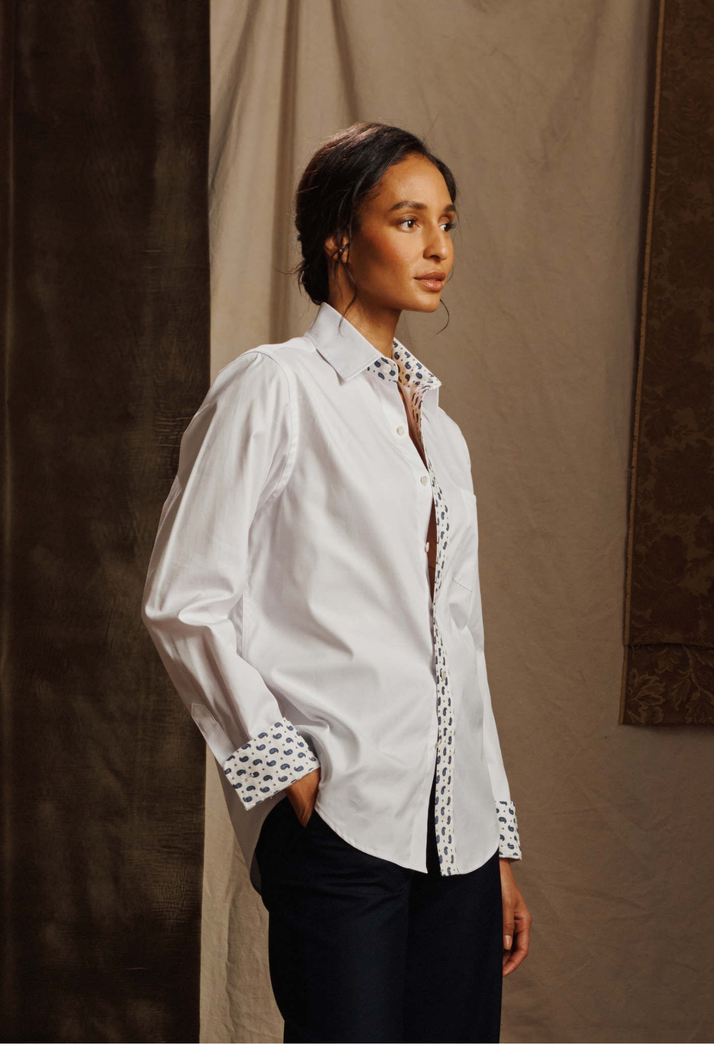 Contrast Cotton Shirt