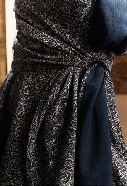 Japanese Indigo-Dyed Cotton Wrap Dress