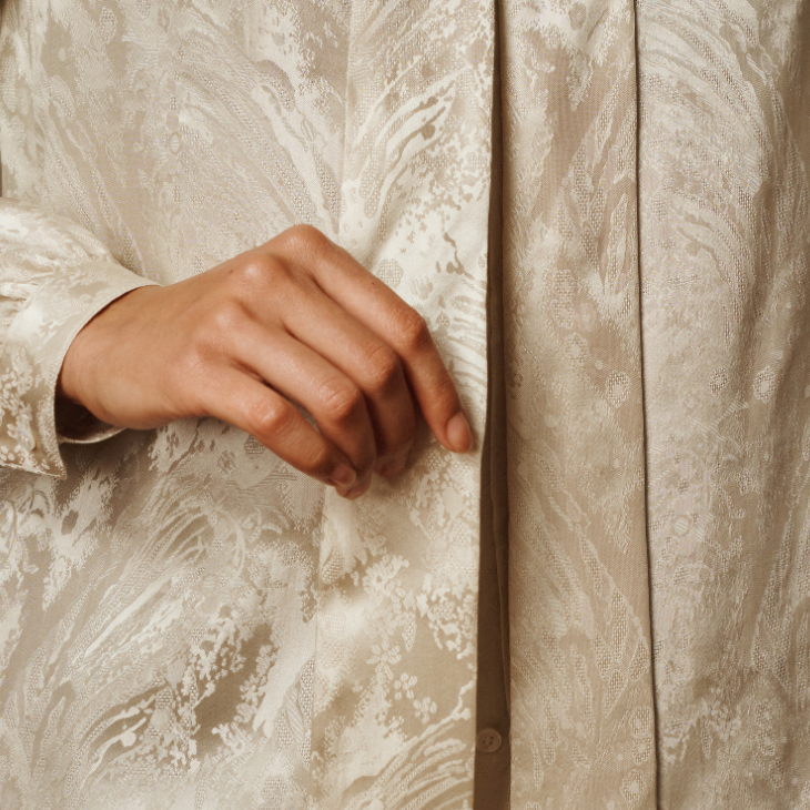 Silk Jacquard Lavallière Blouse