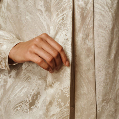 Silk Jacquard Lavallière Blouse