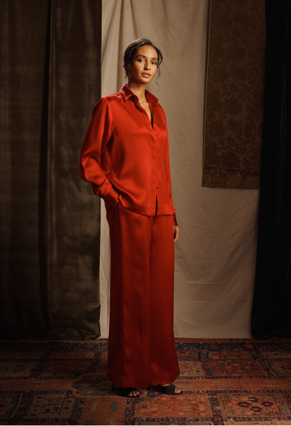 Hammered Silk Satin Shirt