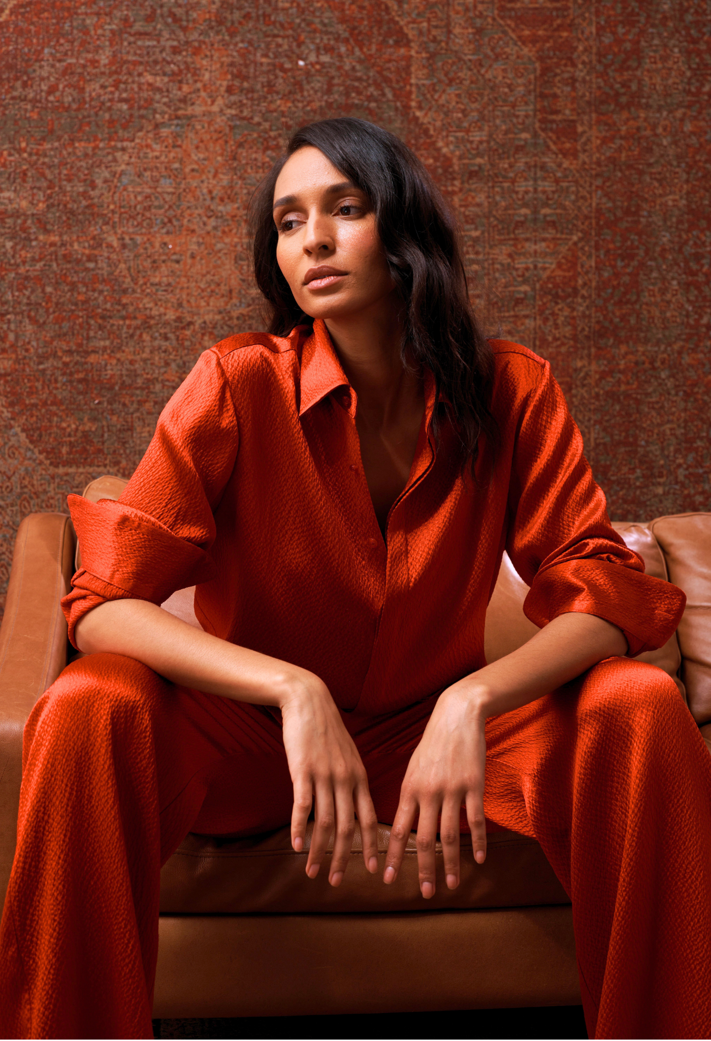 Hammered Silk Satin Shirt