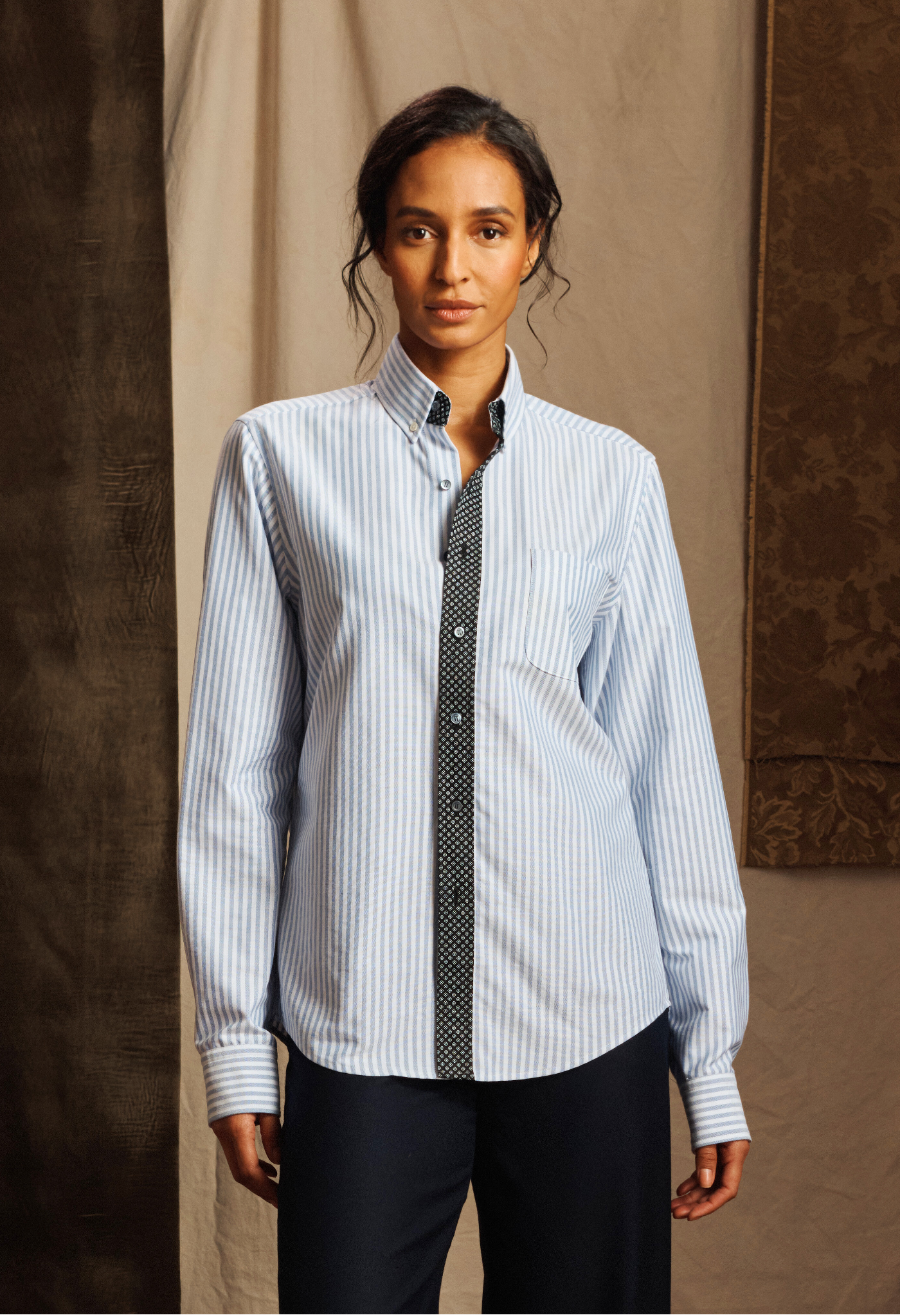 Striped Contrast Cotton Shirt