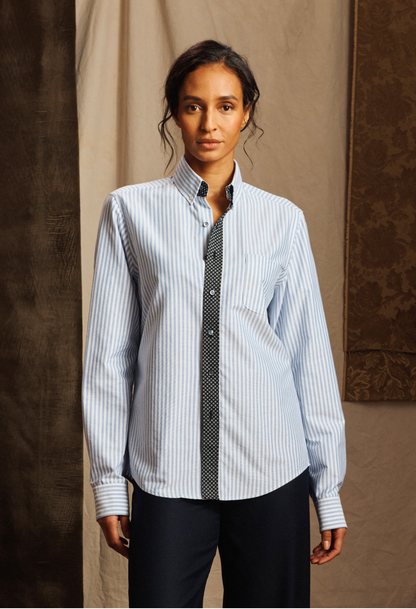 Striped Contrast Cotton Shirt