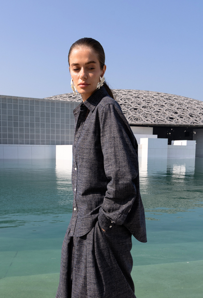Japanese Indigo-Dyed Cotton Oversized Shirt