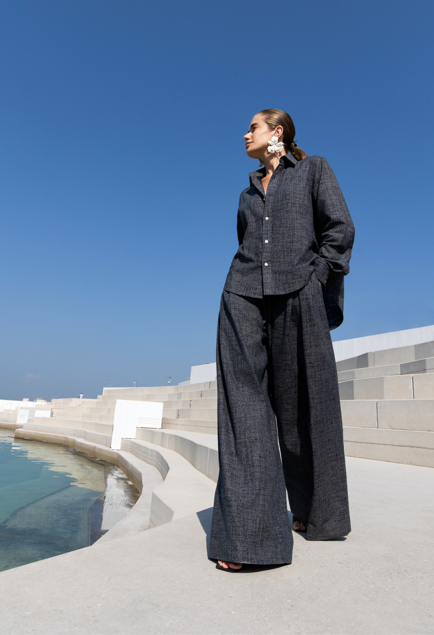 Japanese Indigo-Dyed Wide Leg Pants