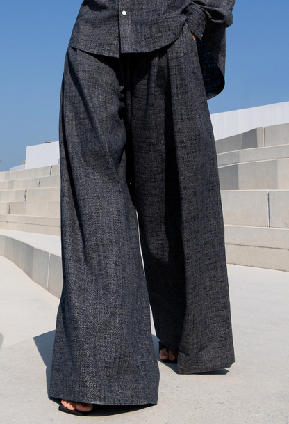 Japanese Indigo-Dyed Wide Leg Pants