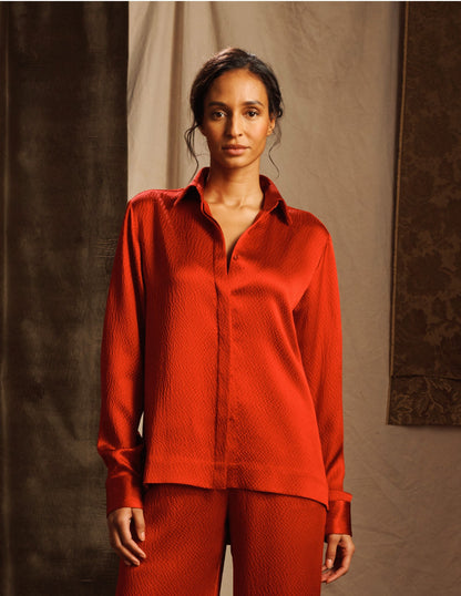 Hammered Silk Satin Shirt